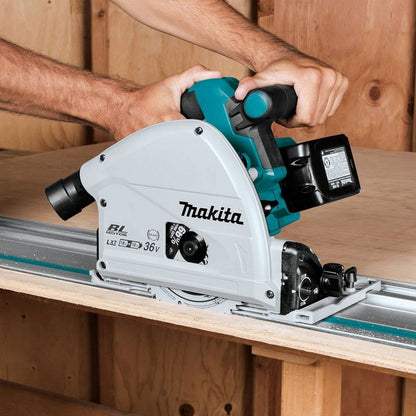 Makita DSP600ZJ 36V Brushless 165mm Plunge Saw with 1 x 3000mm Guide Rail & Clamp