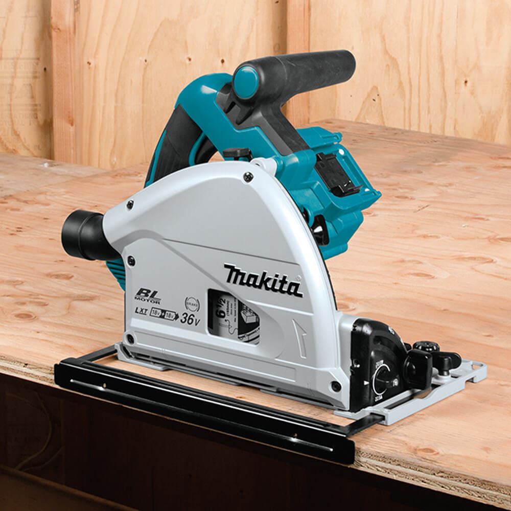 Makita DSP600ZJ 36V Brushless 165mm Plunge Saw with 1 x 3000mm Guide Rail & Clamp