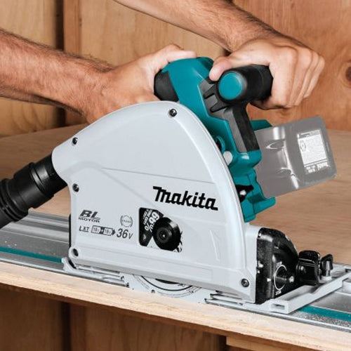 Makita DSP601ZJU 36V 165mm Brushless AWS Plunge Saw 2 x 5.0Ah & Accessories