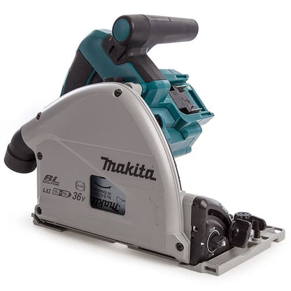 Makita DSP600ZJ 36V Brushless 165mm Plunge Saw with 1 x 3000mm Guide Rail & Clamp