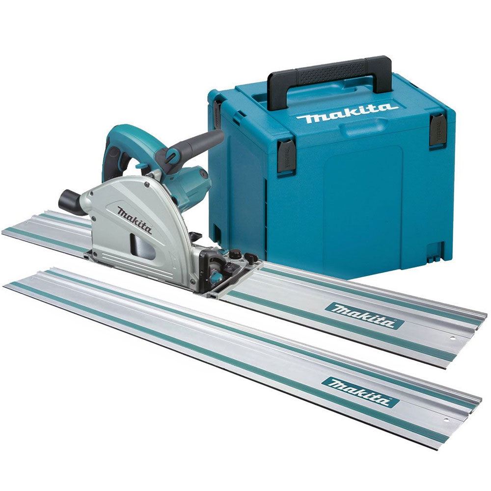 Makita SP6000J/1 Plunge Saw With 2 x 1.5m Rails, Connector Bar & Case 110V